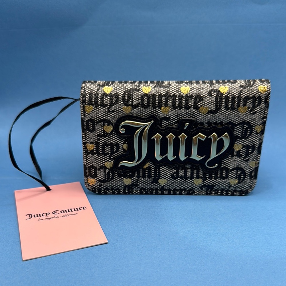 Juicy Couture Black and Gold Women's Bifold Wallet- NEW